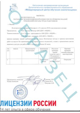 Образец выписки заседания экзаменационной комиссии (работа на высоте канатка) Аэропорт "Домодедово" Обучение работе на высоте